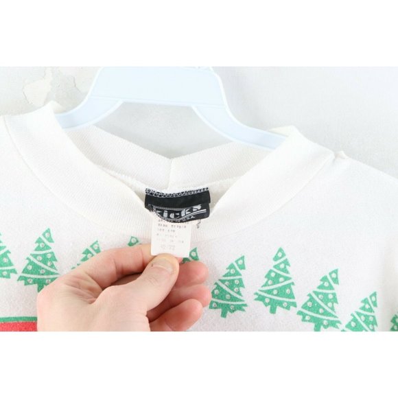 Vintage 90s Streetwear Womens 22 All Over Print Christmas Ugly Sweatshirt USA - Picture 5 of 10